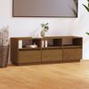 Mueble De Tv Madera Maciza De Pino Marrón Miel 140x37x50 Cm