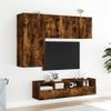 Muebles De Tv De Pared 4 Piezas Madera Ingeniería Roble Ahumado