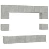 Set De Muebles De Tv 8 Piezas Madera Contrachapada Gris Hormigón