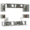 Set De Muebles De Tv 8 Piezas Madera Contrachapada Gris Hormigón