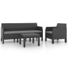 Set De Muebles De Jardín 3 Piezas Cojines Pp Ratán Gris Antracita