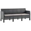 Set De Muebles De Jardín 3 Piezas Cojines Pp Ratán Gris Antracita