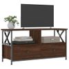 Mueble Tv Hierro Y Madera Contrachapada Roble Marrón 90x33x45cm