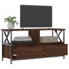 Mueble Tv Hierro Y Madera Contrachapada Roble Marrón 90x33x45cm