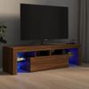 Mueble De Tv Con Luces Led Marrón Roble 140x36,5x40 Cm