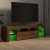 Mueble De Tv Con Luces Led Marrón Roble 140x36,5x40 Cm