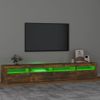 Mueble De Tv Con Luces Led Color Roble Ahumado 240x35x40 Cm