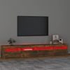 Mueble De Tv Con Luces Led Color Roble Ahumado 240x35x40 Cm