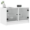 Mueble De Tv Con Puertas De Vidrio Blanco 68x37x42 Cm