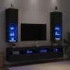 Muebles De Tv Con Luces Led 2 Unidades Negro 30,5x30x102 Cm