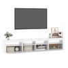 Mueble De Tv Con Luces Led Blanco 210x35x40 Cm