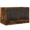 Mueble De Tv Con Puertas De Vidrio Roble Ahumado 68x37x42 Cm