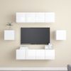 Juego De Mueble Para Tv De 6 Piezas Aglomerado Blanco Brillante