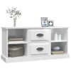 Mueble De Tv Madera Contrachapada Blanco Brillo 99,5x35,5x48 Cm