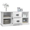 Mueble De Tv Madera Contrachapada Blanco Brillo 99,5x35,5x48 Cm