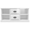 Mueble De Tv Madera Contrachapada Blanco Brillo 99,5x35,5x48 Cm