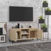 Mueble De Tv Con Patas Metal Color Roble Sonoma 103,5x35x50 Cm