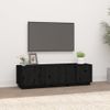 Mueble De Tv Madera Maciza De Pino Negro 140x40x40 Cm