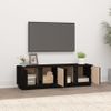 Mueble De Tv Madera Maciza De Pino Negro 140x40x40 Cm