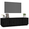 Mueble De Tv Madera Maciza De Pino Negro 140x40x40 Cm