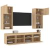 Muebles Tv Pared Con Led 5 Piezas Madera Ingeniería Roble Sonoma