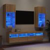 Muebles Tv Pared Con Led 5 Piezas Madera Ingeniería Roble Sonoma