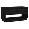 Mueble De Tv De Madera Maciza De Pino Negro 74x34x40 Cm