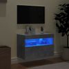 Mueble De Tv De Pared Con Luces Led Gris Hormigón 60x30x40 Cm