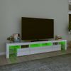 Mueble De Tv Con Luces Led Blanco Brillante 230x36,5x40 Cm
