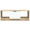 Mesa De Centro Madera Contrachapada Blanco Y Roble 102x50x36 Cm