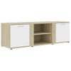 Mueble De Tv Madera Contrachapada Blanco Y Roble 120x34x37 Cm