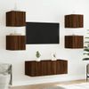 Muebles Tv Pared Con Led 6 Piezas Madera Ingeniería Marrón Roble