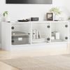 Mueble De Tv Con Puertas De Vidrio Blanco 102x37x42 Cm