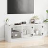 Mueble De Tv Con Puertas De Vidrio Blanco 102x37x42 Cm