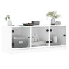 Mueble De Tv Con Puertas De Vidrio Blanco 102x37x42 Cm