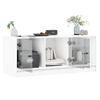 Mueble De Tv Con Puertas De Vidrio Blanco 102x37x42 Cm