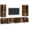 Set De Muebles De Tv 6 Piezas Madera Contrachapada Roble Ahumado