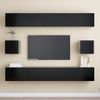 Set De Muebles De Salón Tv 6 Piezas Madera Ingeniería Negro