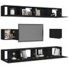 Set De Muebles De Salón Tv 6 Piezas Madera Ingeniería Negro