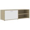 Mueble De Tv Madera Contrachapada Blanco Y Roble 120x34x37 Cm