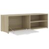 Mueble De Tv Madera Contrachapada Blanco Y Roble 120x34x37 Cm