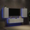 Muebles De Tv De Pared Con Led 4 Piezas Madera Ingeniería Blanco