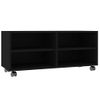 Mueble De Tv Con Ruedas Madera Contrachapada Negro 90x35x35 Cm