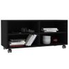 Mueble De Tv Con Ruedas Madera Contrachapada Negro 90x35x35 Cm