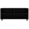 Mueble De Tv Con Ruedas Madera Contrachapada Negro 90x35x35 Cm