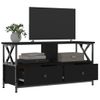 Mueble De Tv Hierro Y Madera Contrachapada Negro 90x33x45 Cm