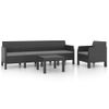 Set De Muebles De Jardín 3 Piezas Cojines Pp Ratán Gris Antracita