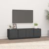 Mueble De Tv Madera Maciza De Pino Gris 140x40x40 Cm