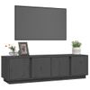 Mueble De Tv Madera Maciza De Pino Gris 140x40x40 Cm