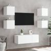 Muebles De Tv De Pared Con Led 6 Piezas Madera Ingeniería Blanco